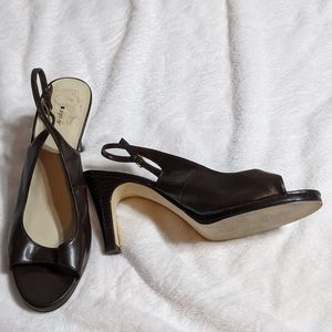 Brown slingback pumps